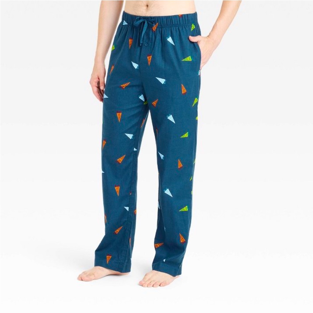 NWT Men's Dark Blue Pennant Flag Flannel Pajama Pants -Goodfellow & Co